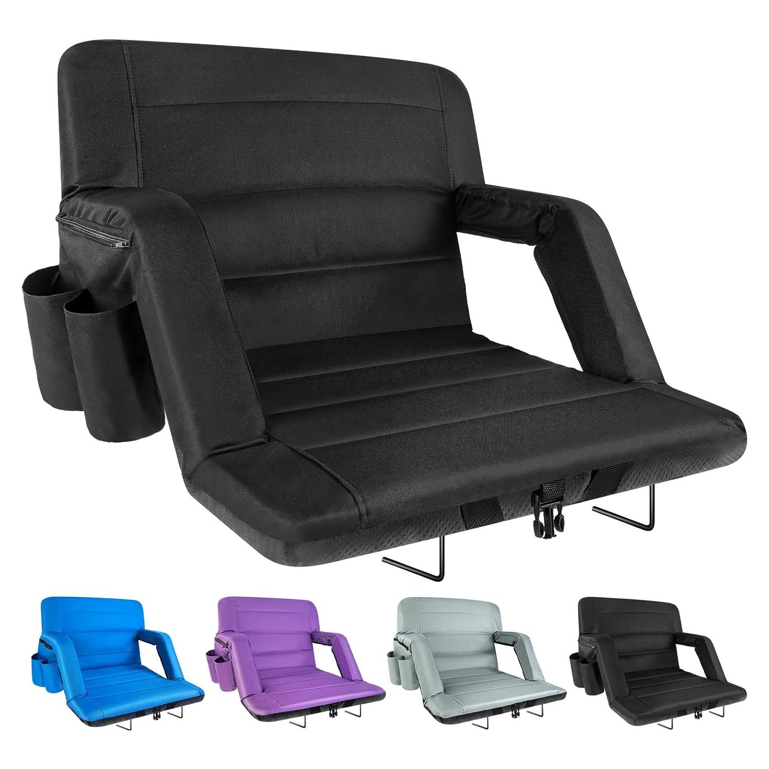 Asiento de Estadio Plegable Extra Ancho Yeyeeyyee 63.5 cm Negro
