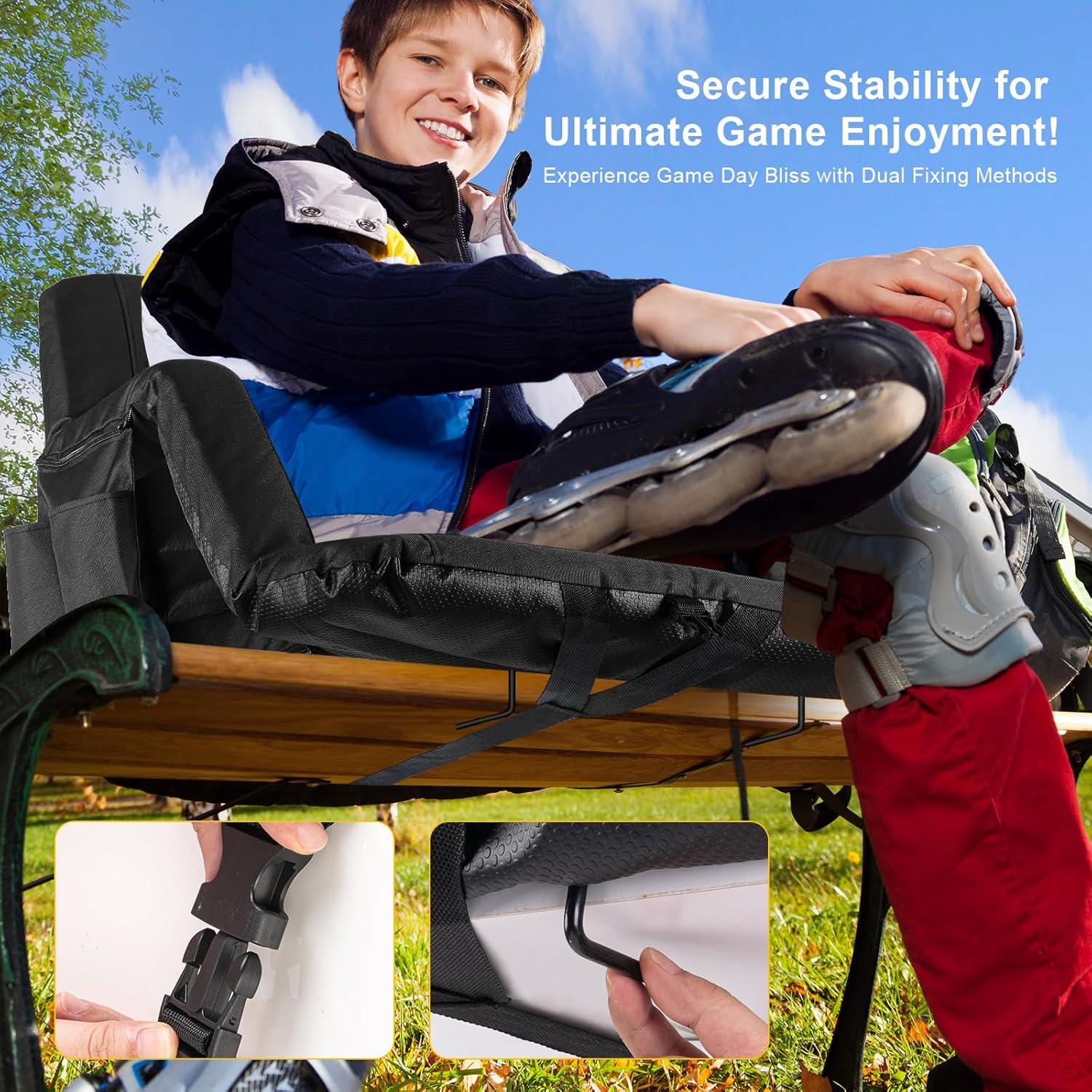 Asiento de Estadio Plegable Extra Ancho Yeyeeyyee 63.5 cm Negro