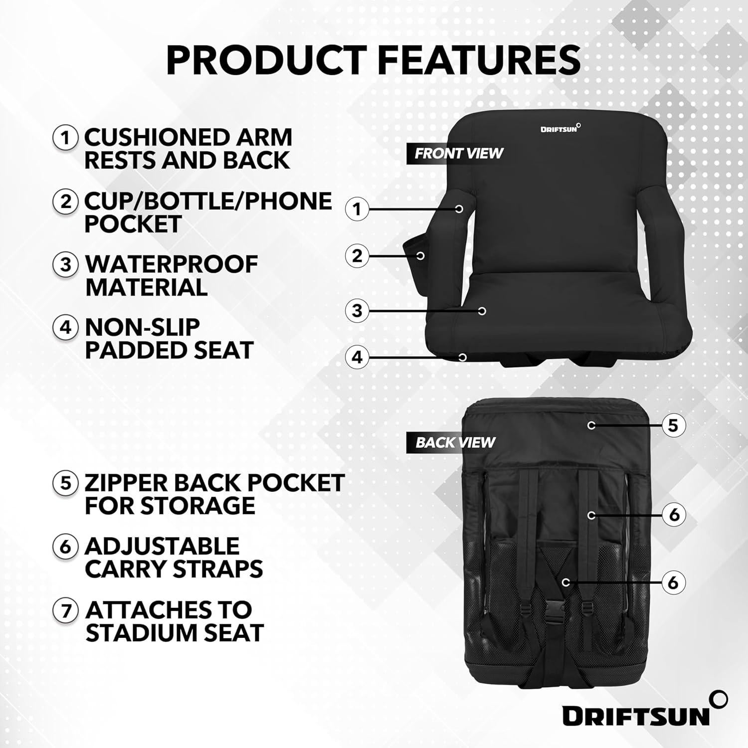 Asientos de Estadio Driftsun Deluxe con Soporte Espalda - 2 Unidades