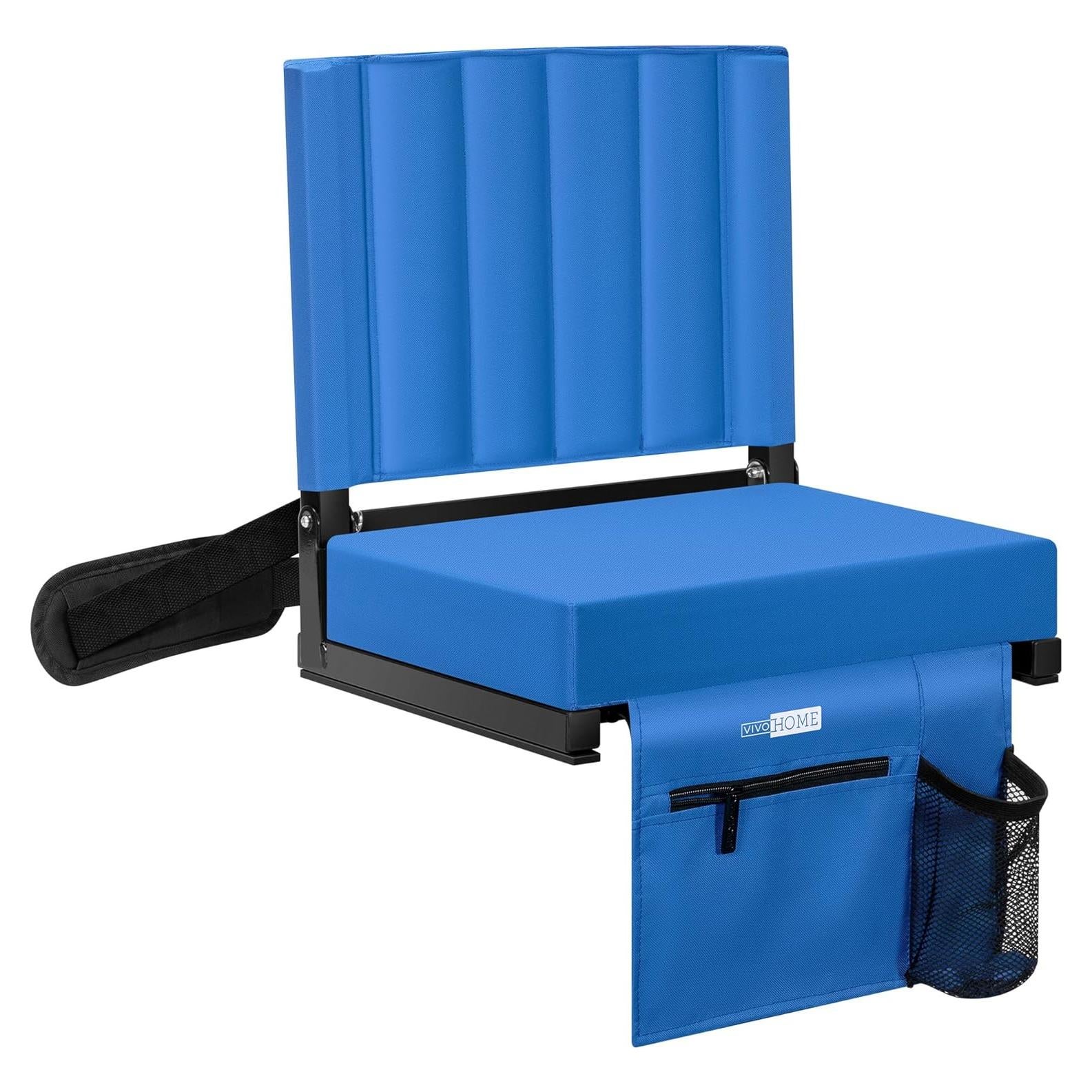 Asiento Portátil para Estadio VIVOHOME Azul Plegable con Respaldo