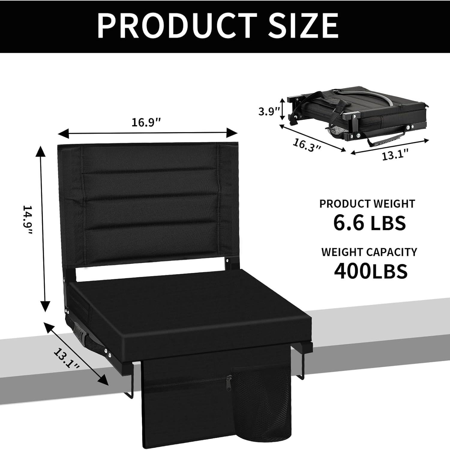Silla Plegable Portátil ZOTORUN ZR8001 con Respaldo Negro