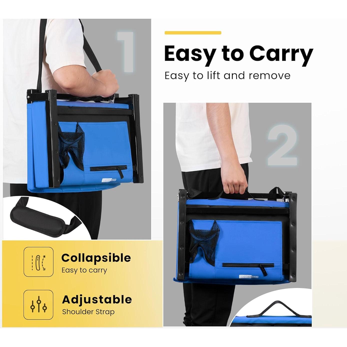 Silla de Estadio VIVOHOME Azul Plegable con Cojín y Soporte