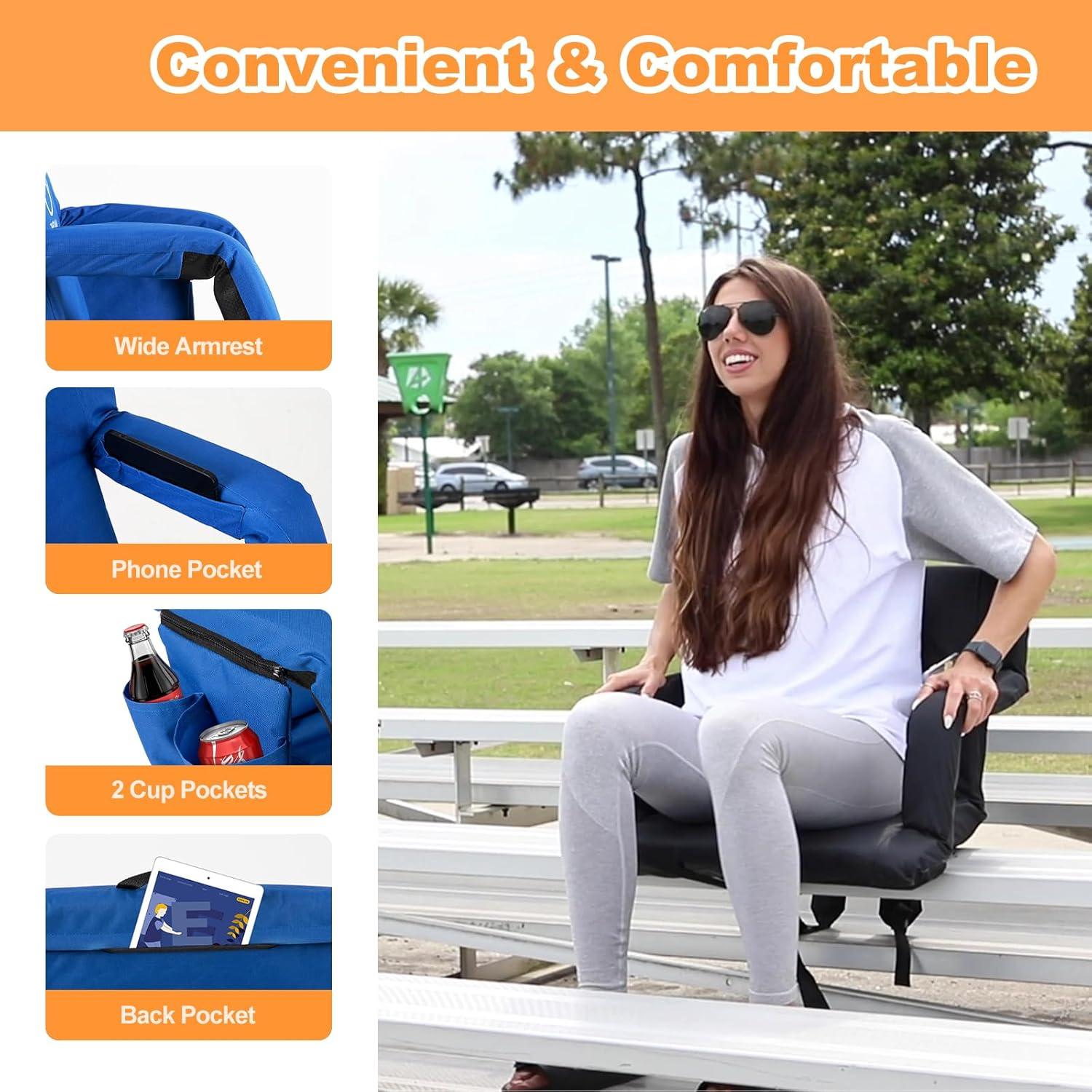 Conjunto de 2 Sillas Plegables Nalone con Reposabrazos y Cojín Azul