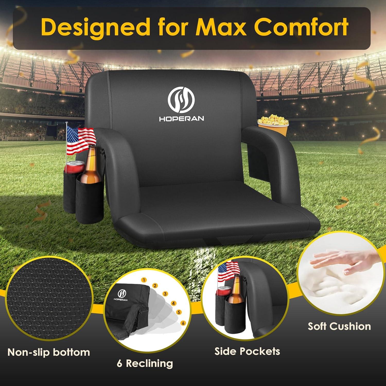 Asiento de Estadio HOPERAN Plegable 23" Negro Impermeable