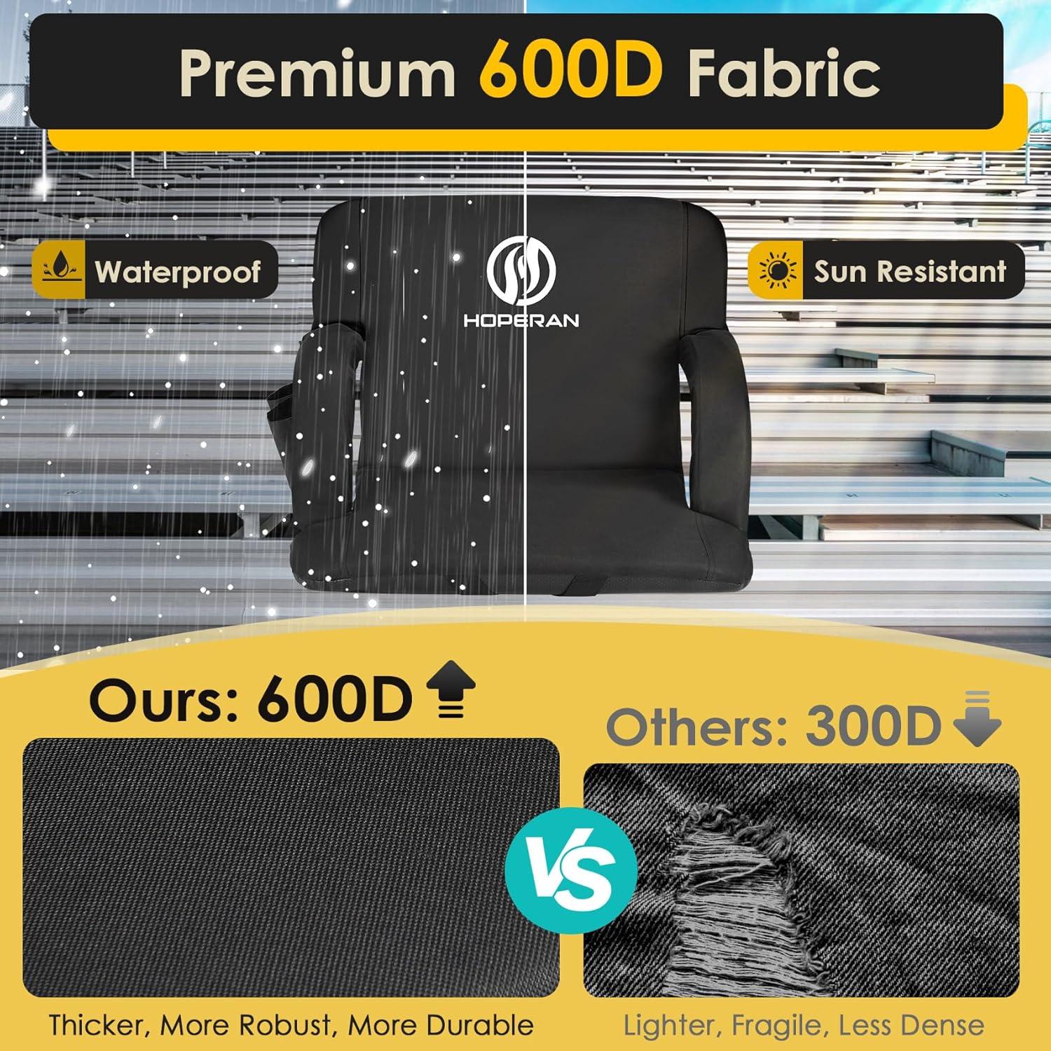 Asiento de Estadio HOPERAN Plegable 23" Negro Impermeable