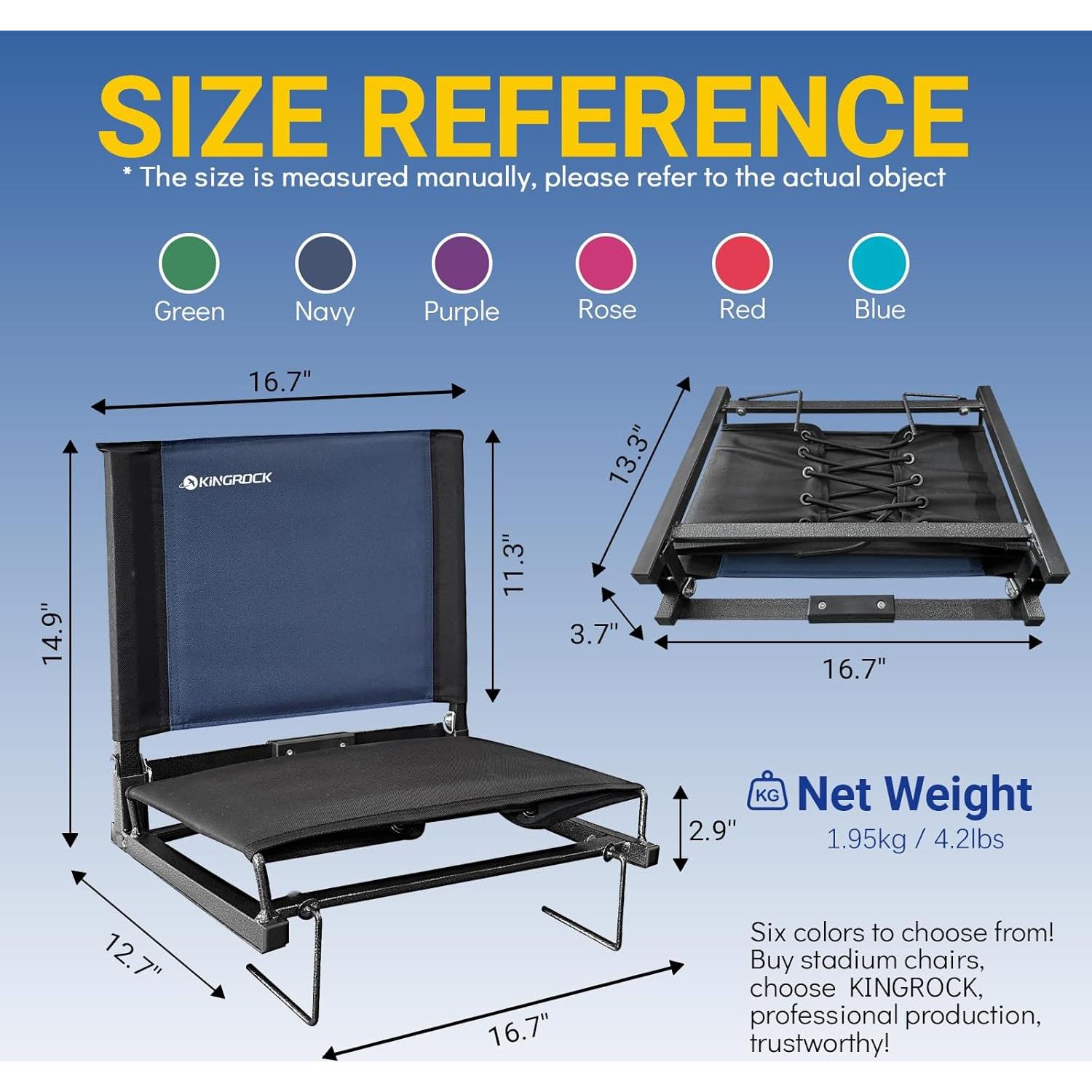 Asiento de Estadio KINGROCK Plegable Acolchado Azul Marino