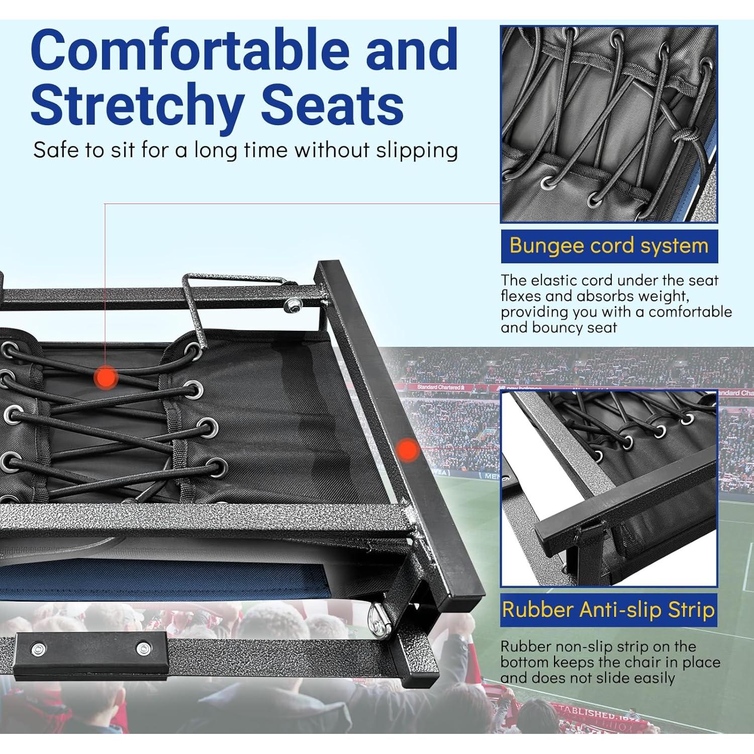 Asiento de Estadio KINGROCK Plegable Acolchado Azul Marino