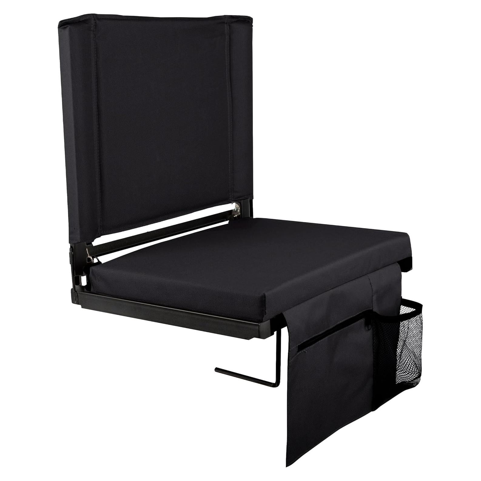 Silla de Gradas Home-Complete Negra con Respaldo y Portavasos