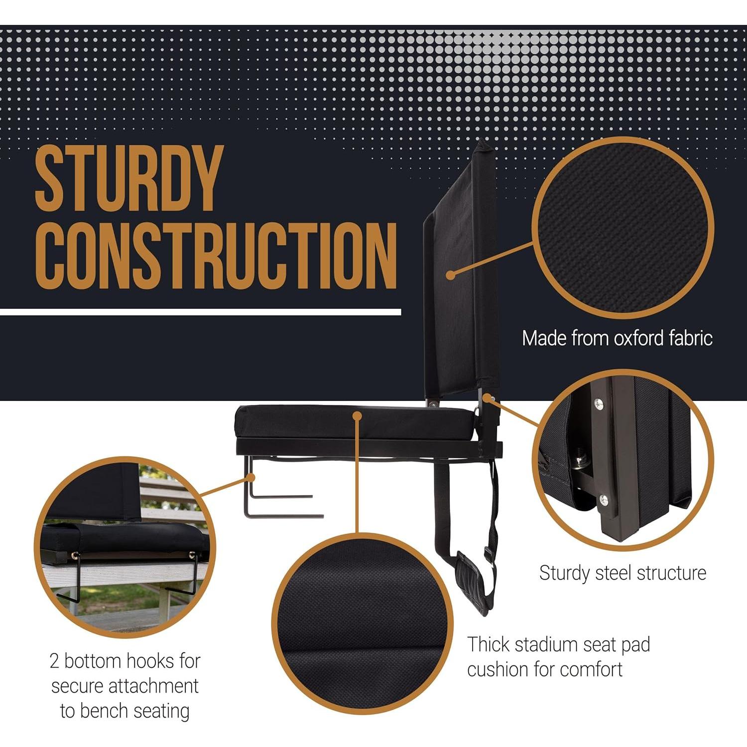 Silla de Gradas Home-Complete Negra con Respaldo y Portavasos