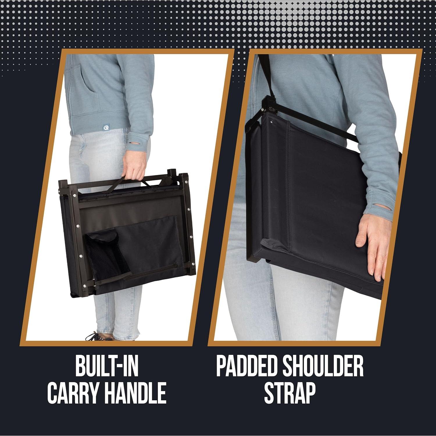 Silla de Gradas Home-Complete Negra con Respaldo y Portavasos