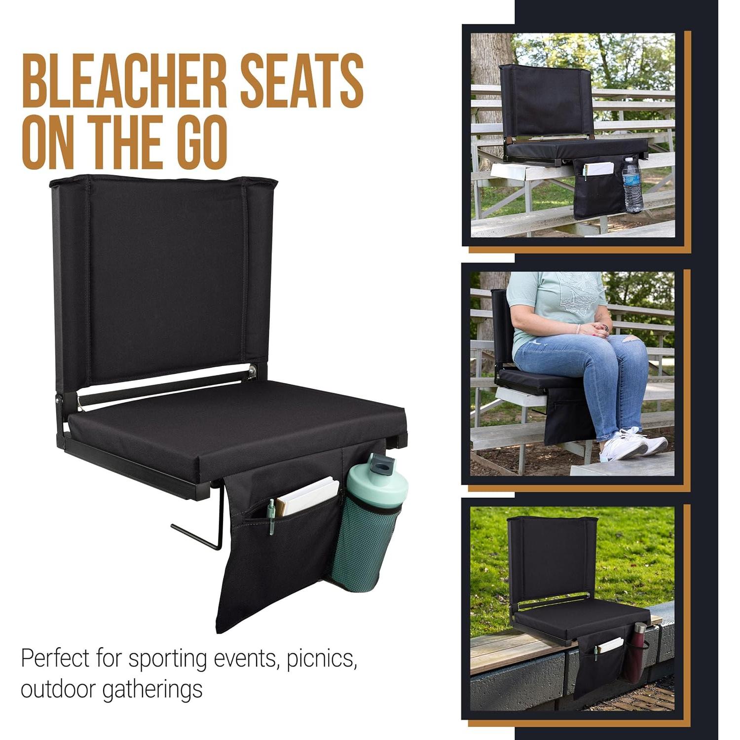 Silla de Gradas Home-Complete Negra con Respaldo y Portavasos