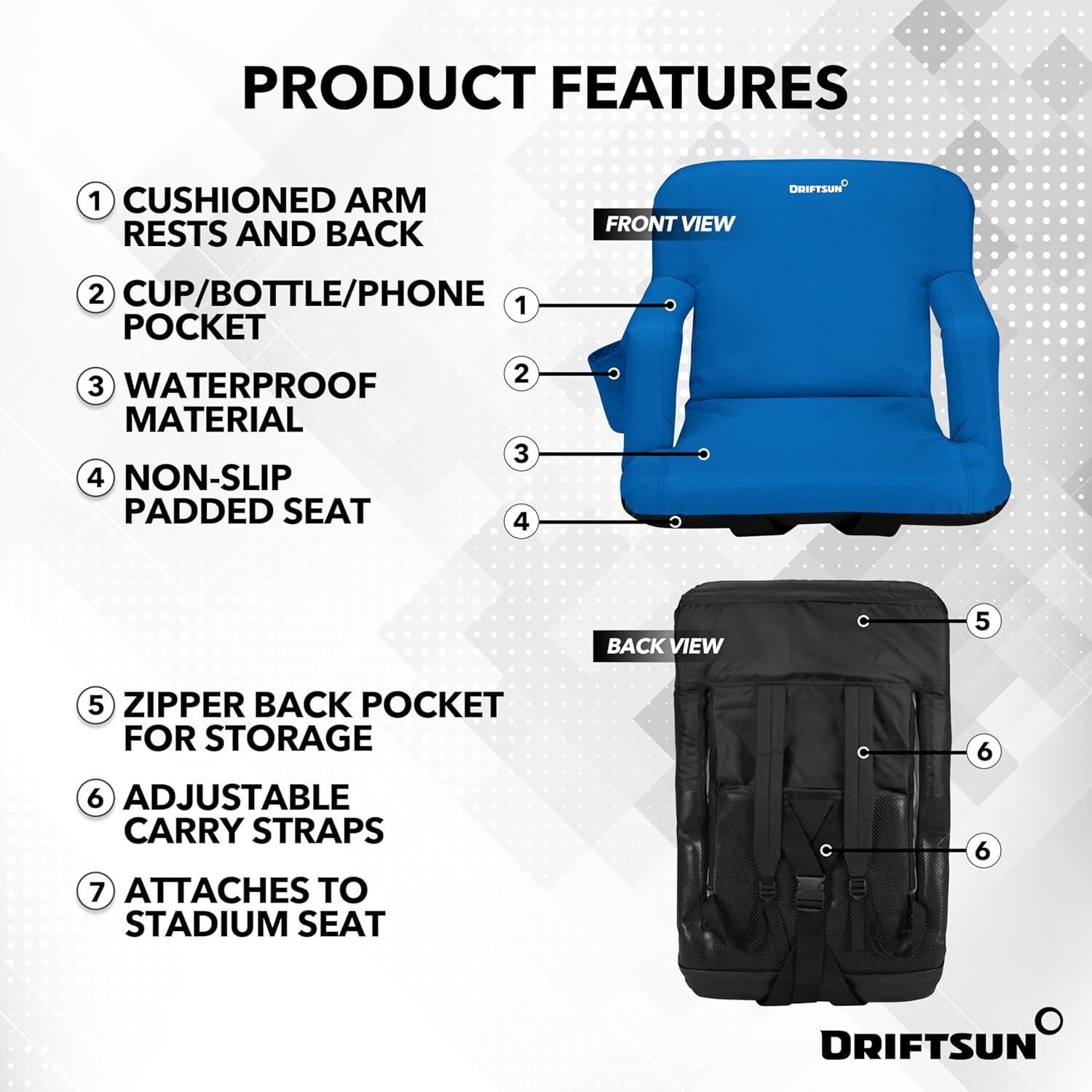 Asientos de Estadio Driftsun Deluxe 2 Pack Plegables Azul