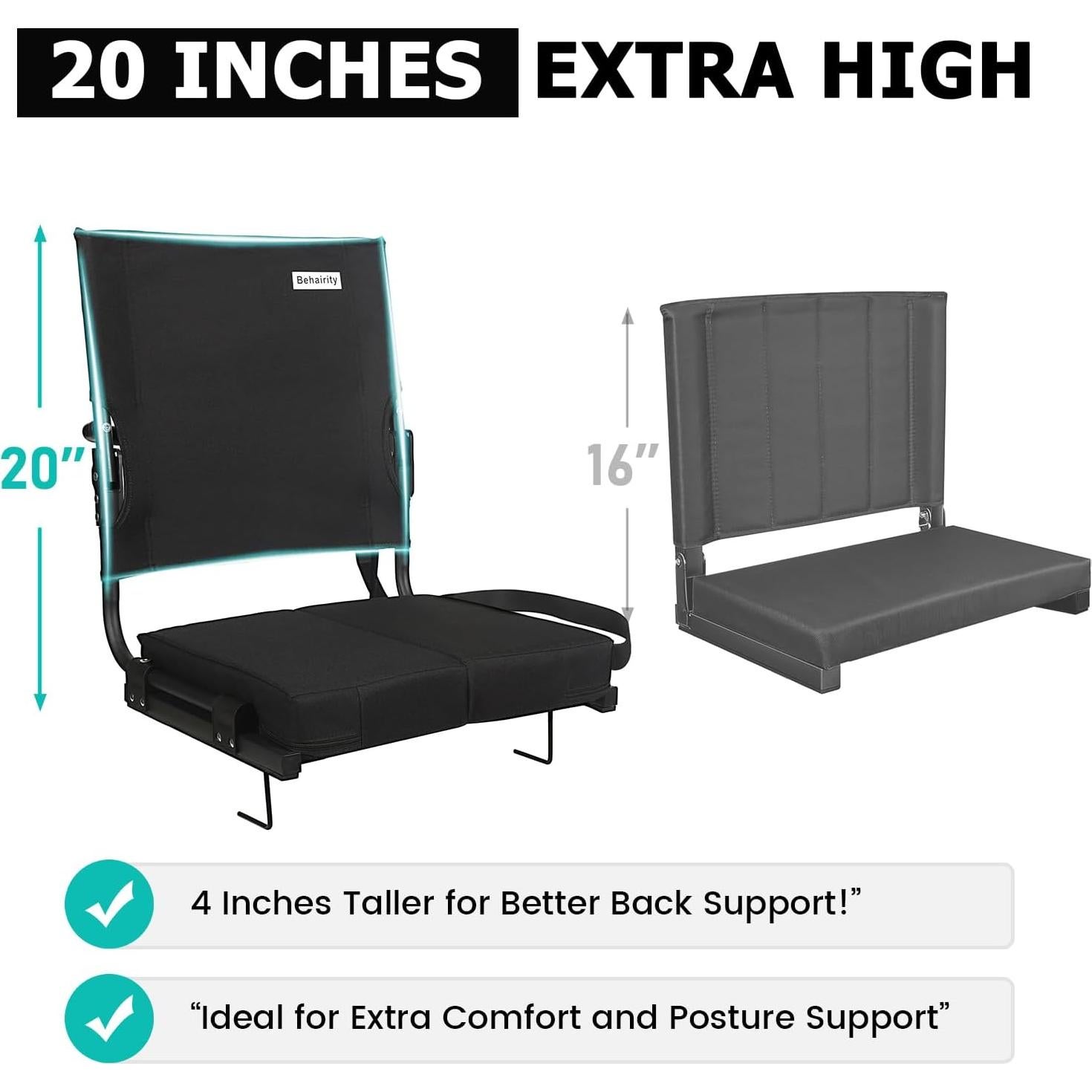 Silla de Estadio Plegable Behairity con Respaldo Alto y Acolchado