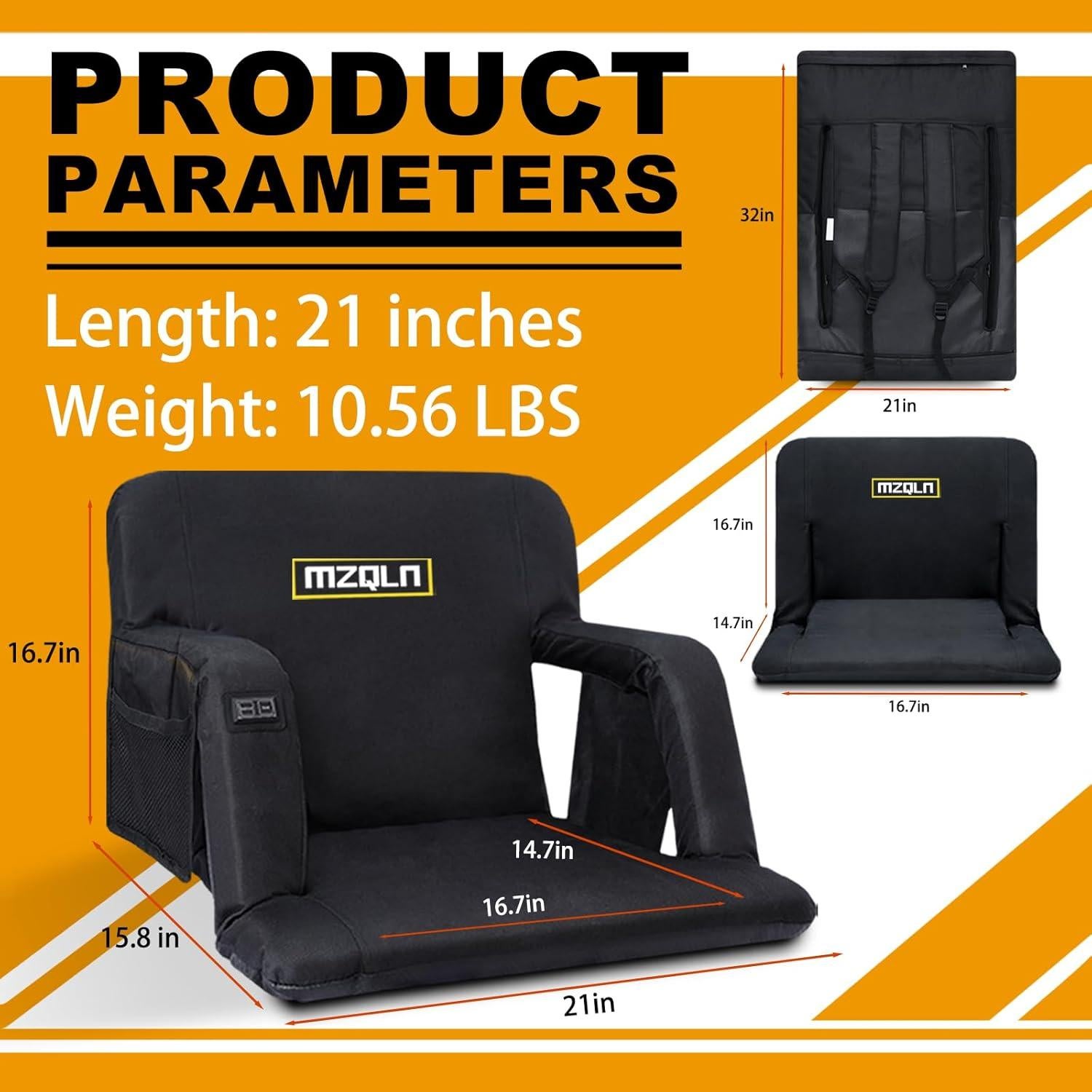 Asiento de Gradas Calentado MZQLN Plegable 53.34 cm 6 Posiciones