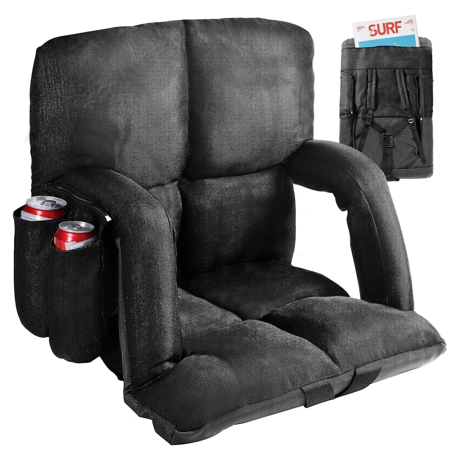 Silla de Estadio Time Forest Negra con Soporte y 6 Posiciones