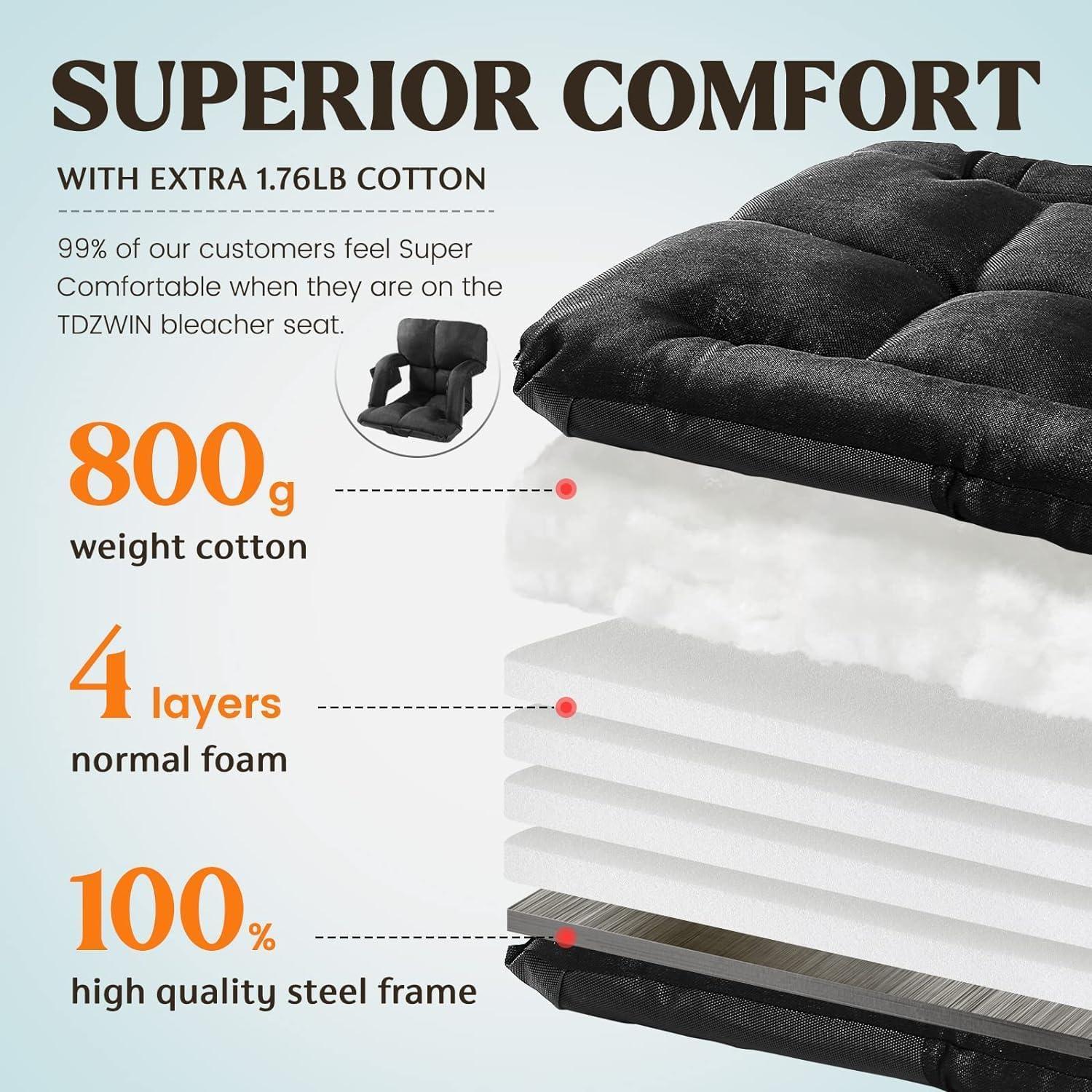 Silla de Estadio Time Forest Negra con Soporte y 6 Posiciones