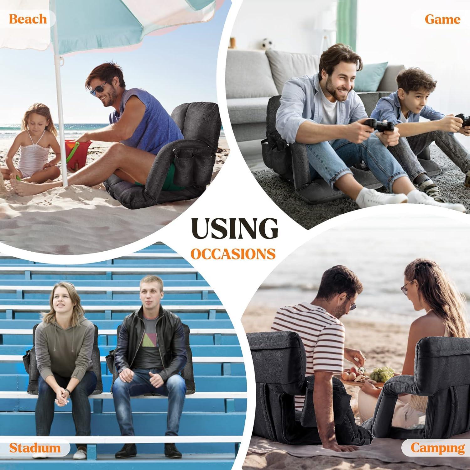 Silla de Estadio Time Forest Negra con Soporte y 6 Posiciones