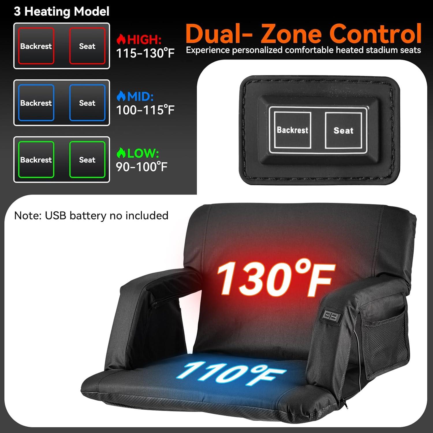 Silla de Estadio Calentada Leanandrio con Respaldo y 6 Posiciones