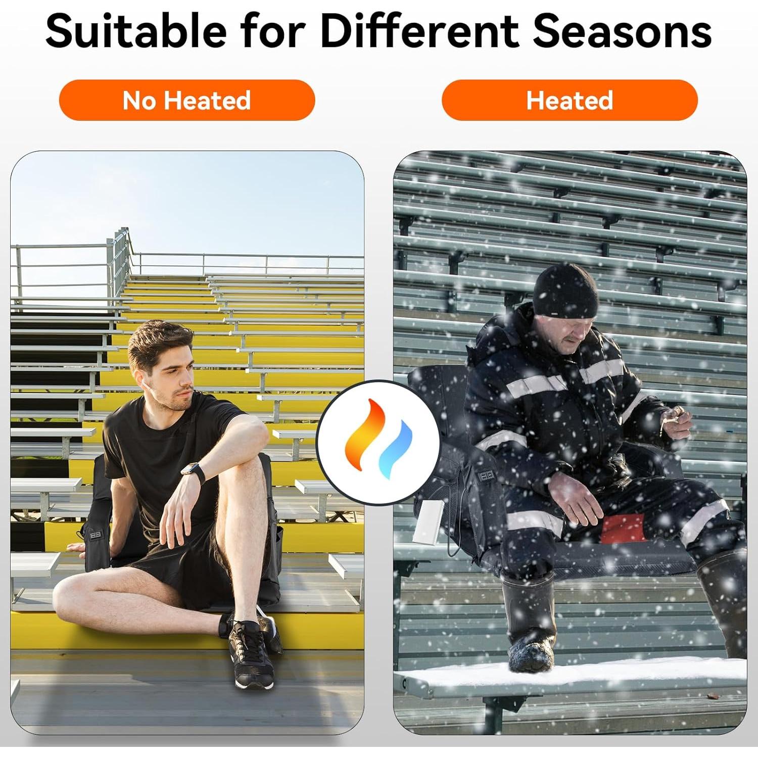 Silla de Estadio Calentada Leanandrio con Respaldo y 6 Posiciones