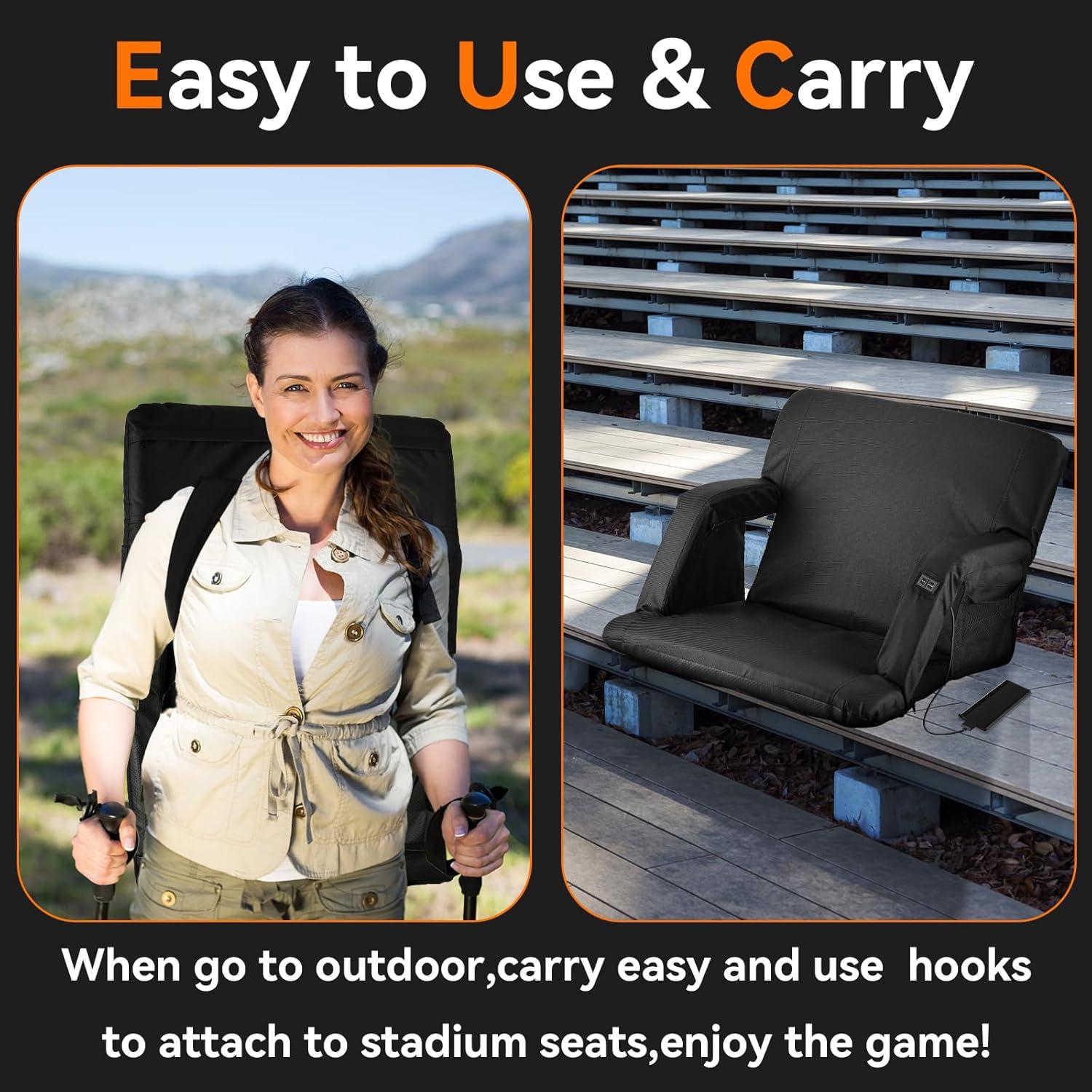 Silla de Estadio Calentada Leanandrio con Respaldo y 6 Posiciones