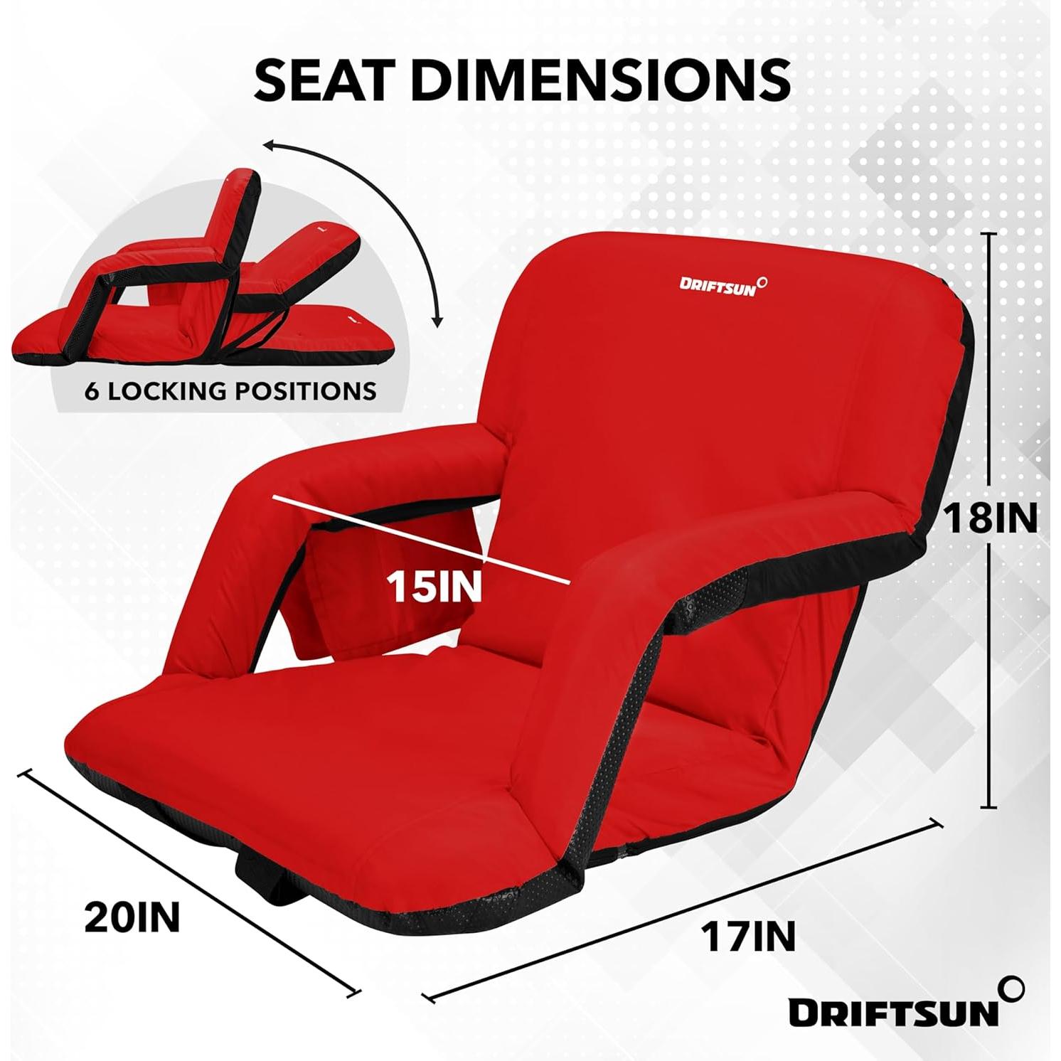 Asiento de Estadio Driftsun Deluxe Rojo con Soporte Espalda