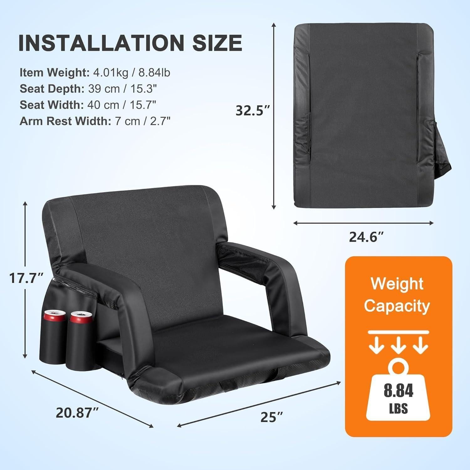 Asiento de Estadio Oteymart Plegable Ancho 48 cm Respaldo Ajustable