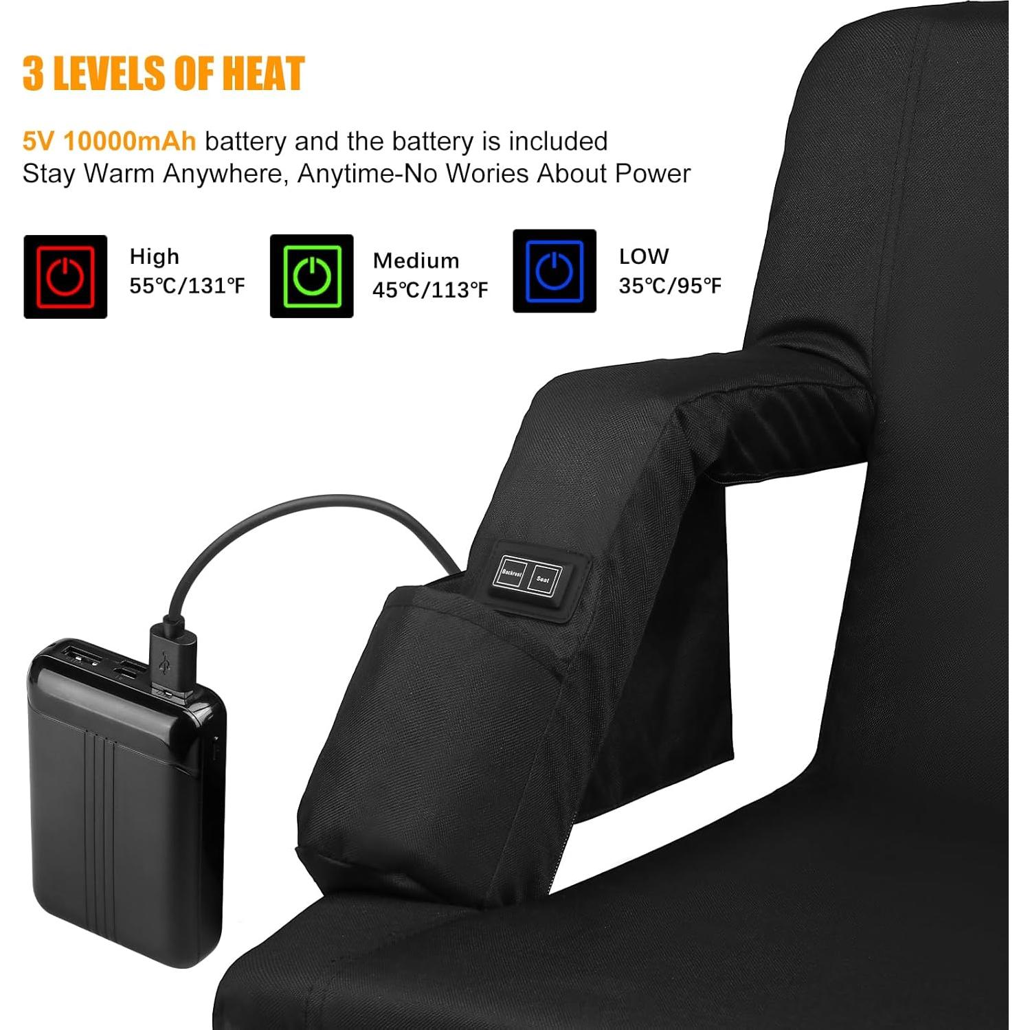 Asientos de Estadio Calentados Moteoza 50.8 cm 2PC Negro