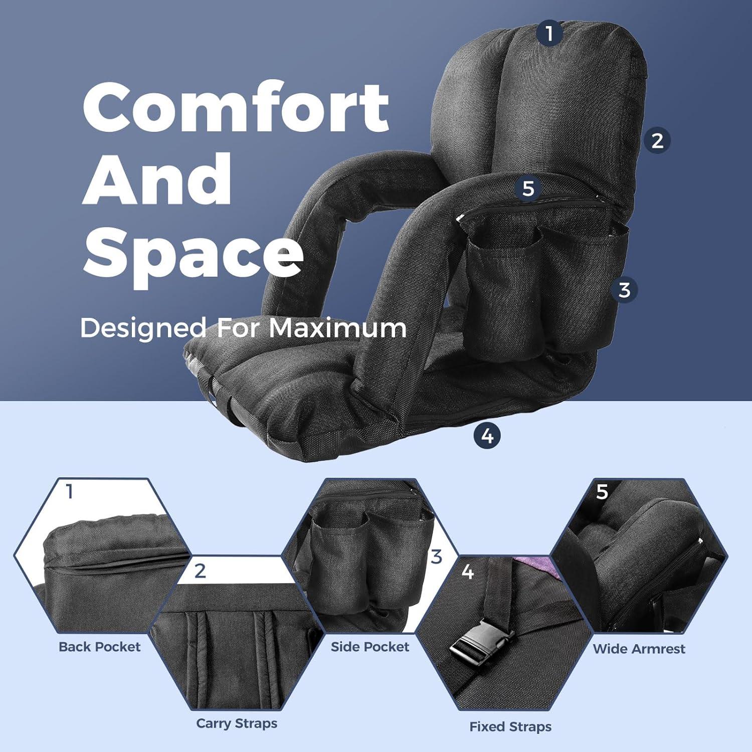 Asientos de Estadio AlexHome con Respaldo y Cojín 2P Negro