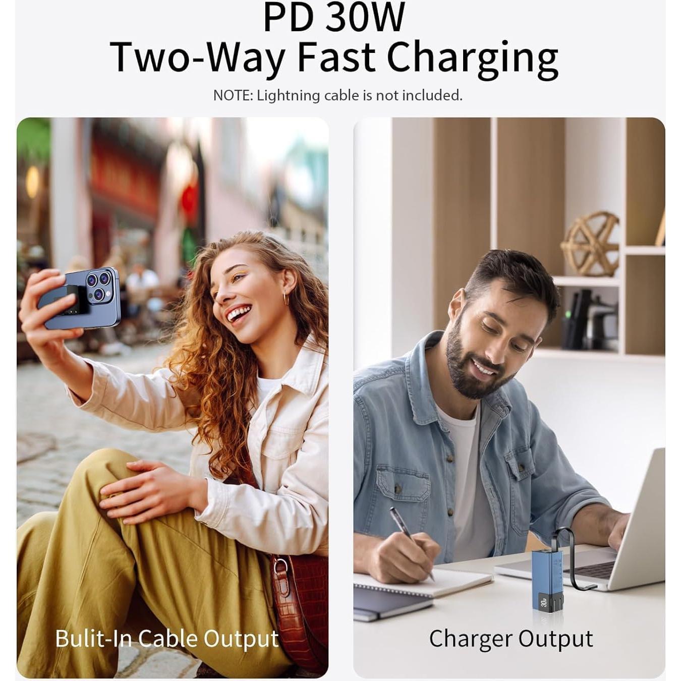 Cargador Portátil Miady 10000mAh con Enchufe Plegable 30W