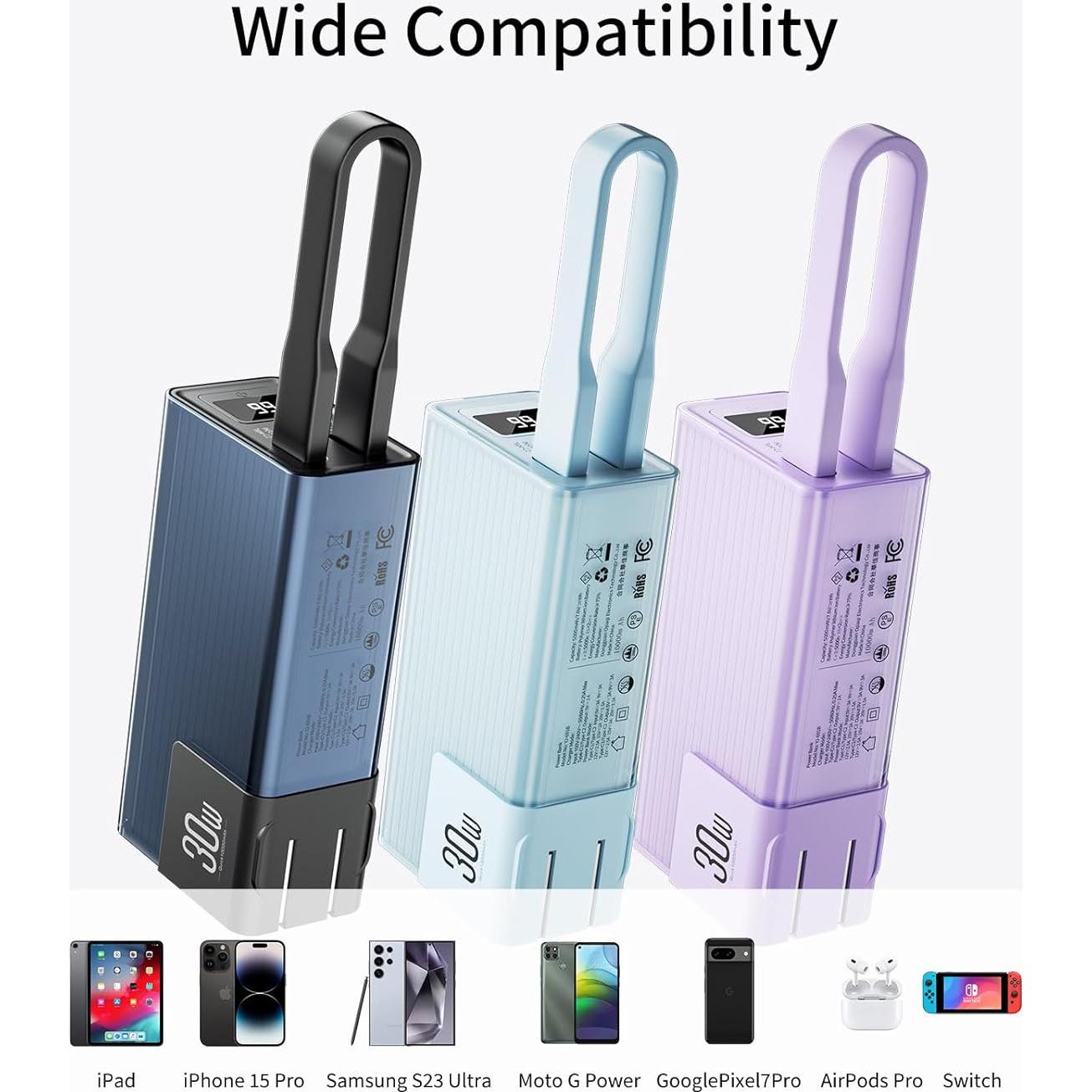 Cargador Portátil Miady 10000mAh con Enchufe Plegable 30W