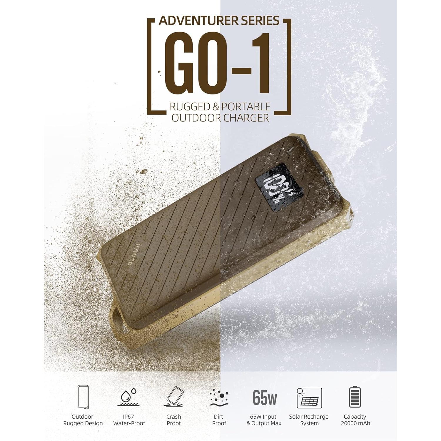 imuto Waterproof Power Bank, 20000mAh Portable Charger 65W Fast Charging USB C PD 3.0 Heavy Duty Battery Pack, Rugged Power Bank for iPhone Tablet Laptop Hiking Travel Camping