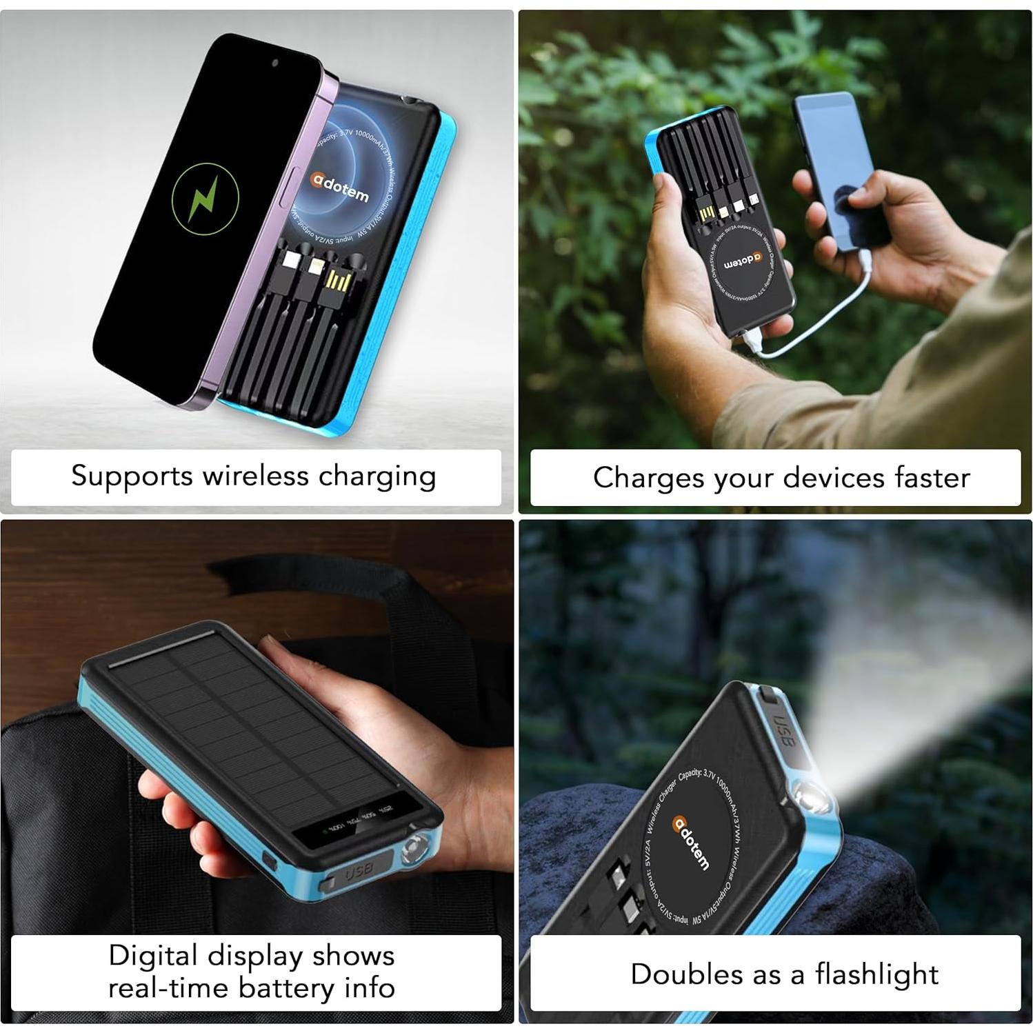 Banco de Energía Solar Portátil 10,000mAh Dongguan - Carga Inalámbrica