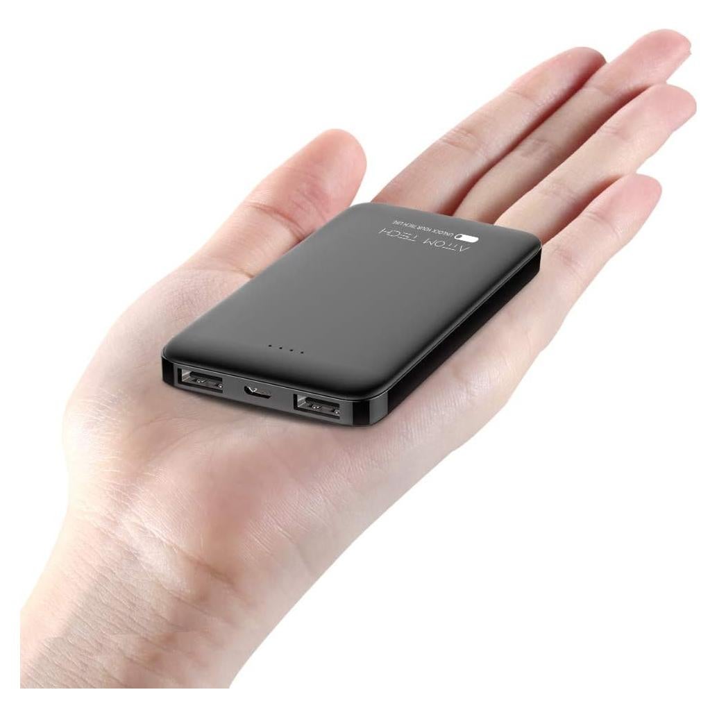 Ultra Compact 5000-mah Dual USB Outputs Super Slim Power Bank Ultra Small, Pocket Size Mini Portable Charger External Phone Battery Pack Small,Emergency Phone Power Backup