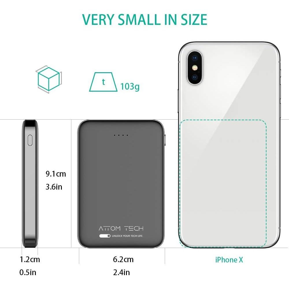 Ultra Compact 5000-mah Dual USB Outputs Super Slim Power Bank Ultra Small, Pocket Size Mini Portable Charger External Phone Battery Pack Small,Emergency Phone Power Backup