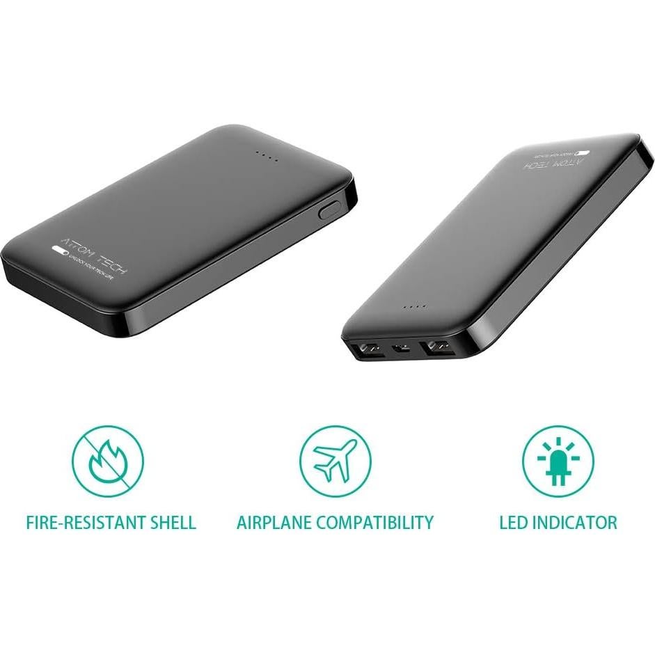 Ultra Compact 5000-mah Dual USB Outputs Super Slim Power Bank Ultra Small, Pocket Size Mini Portable Charger External Phone Battery Pack Small,Emergency Phone Power Backup