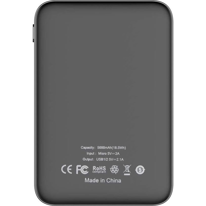 Ultra Compact 5000-mah Dual USB Outputs Super Slim Power Bank Ultra Small, Pocket Size Mini Portable Charger External Phone Battery Pack Small,Emergency Phone Power Backup