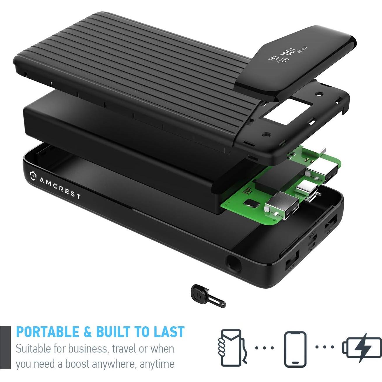 Banco de Energía Amcrest 26800mAh USB-C Carga Rápida 22W