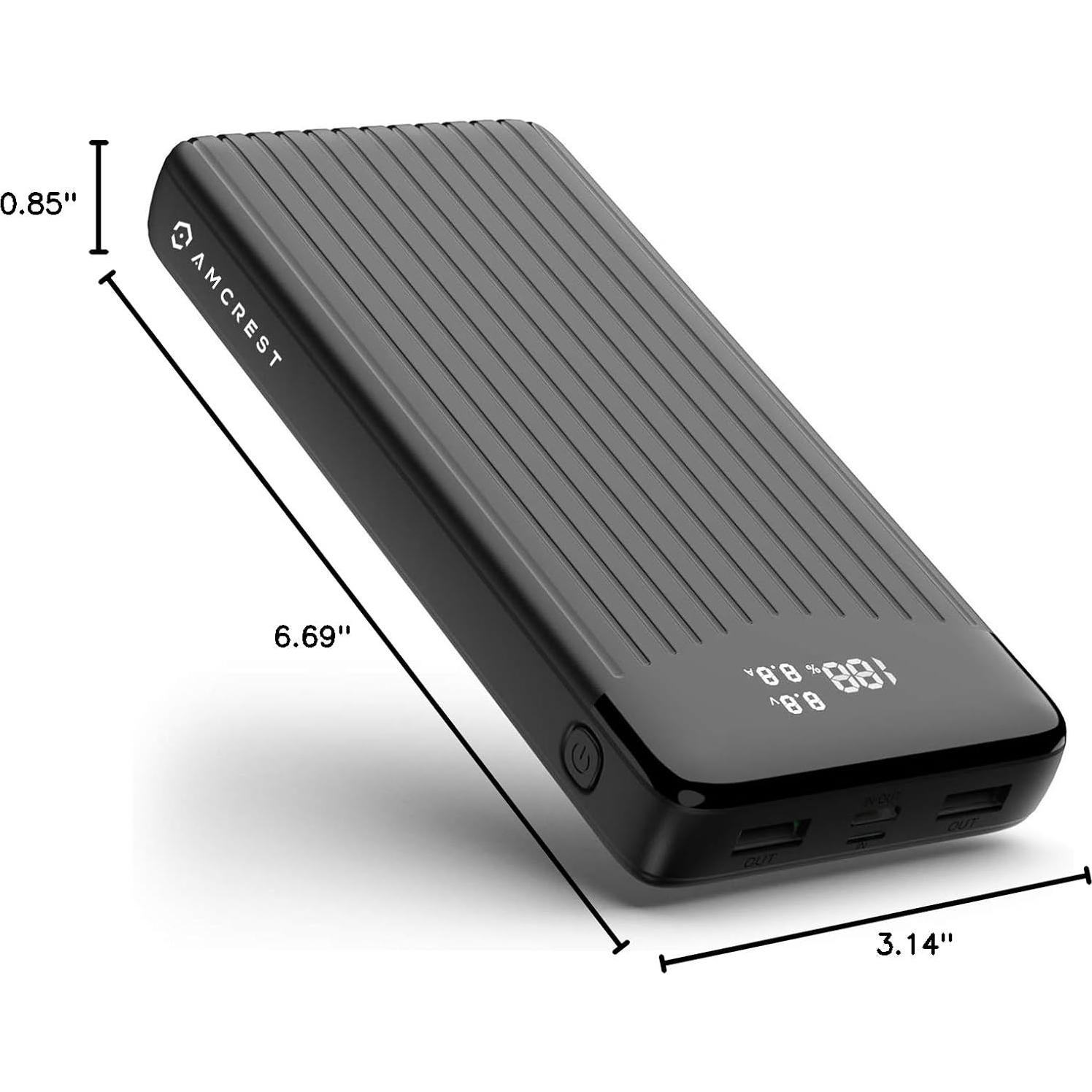 Banco de Energía Amcrest 26800mAh USB-C Carga Rápida 22W
