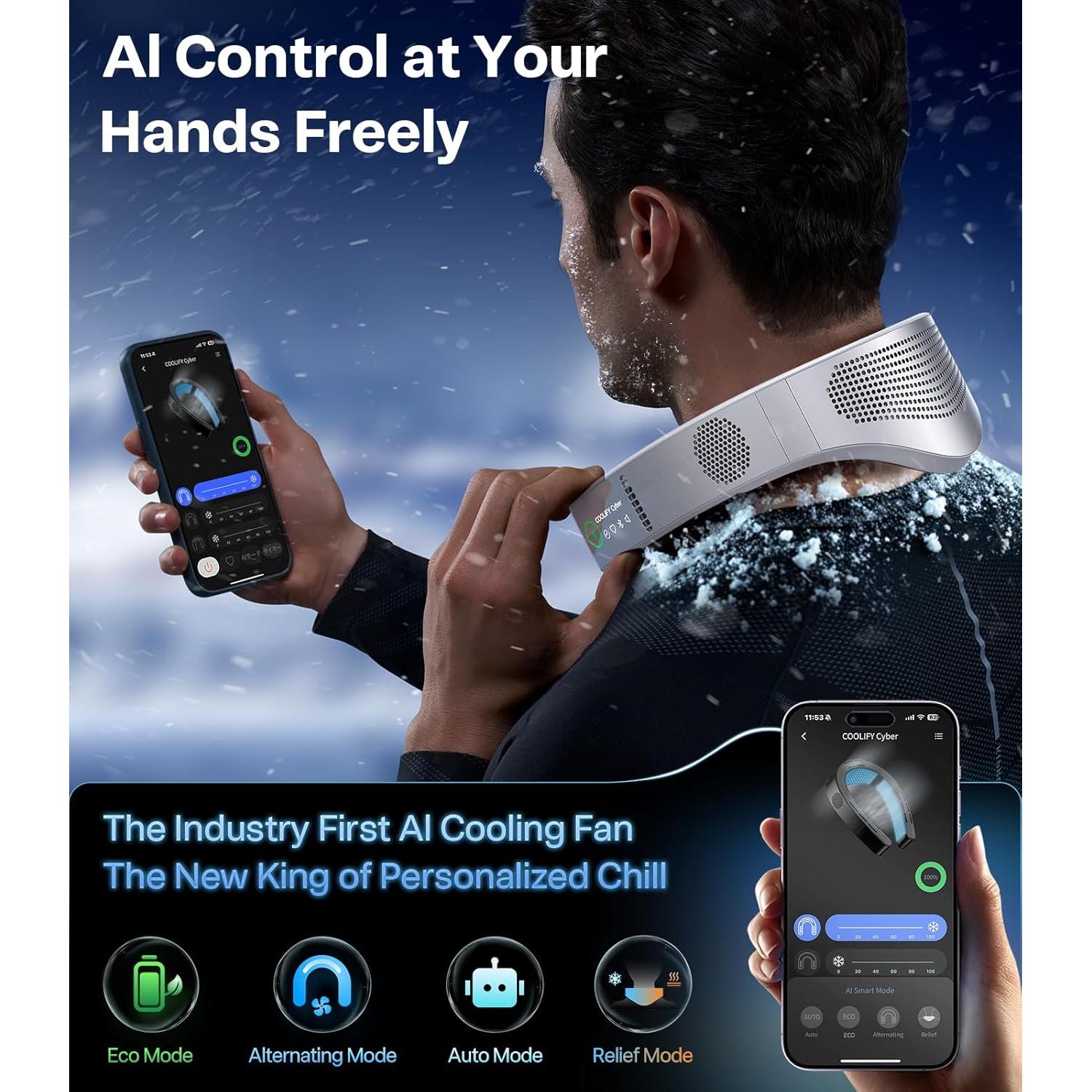 Ventilador de Cuello TORRAS COOLiFY Cyber 6000mAh Blanco