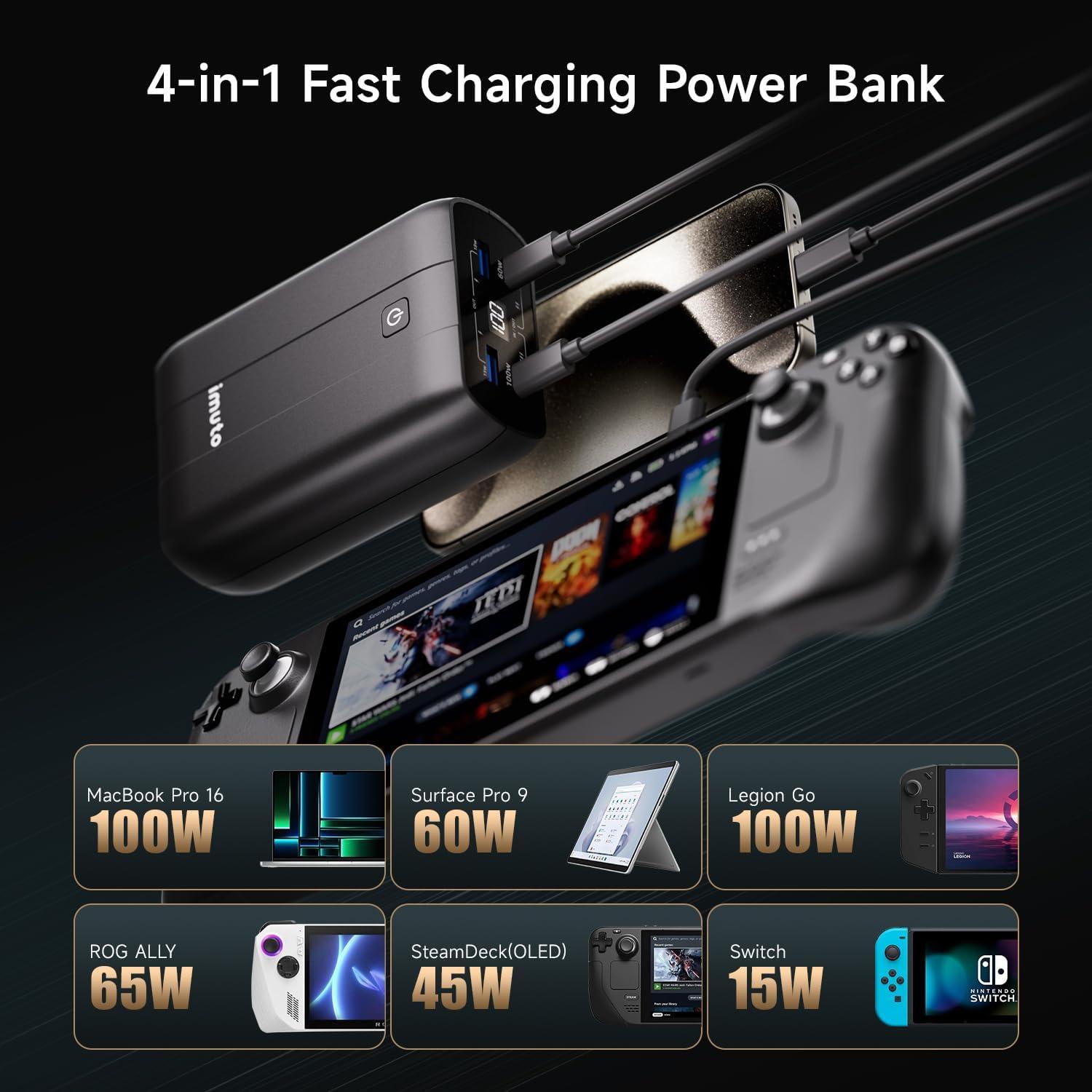 Banco de Energía Portátil imuto 100W 20000mAh USB-C PD3.0