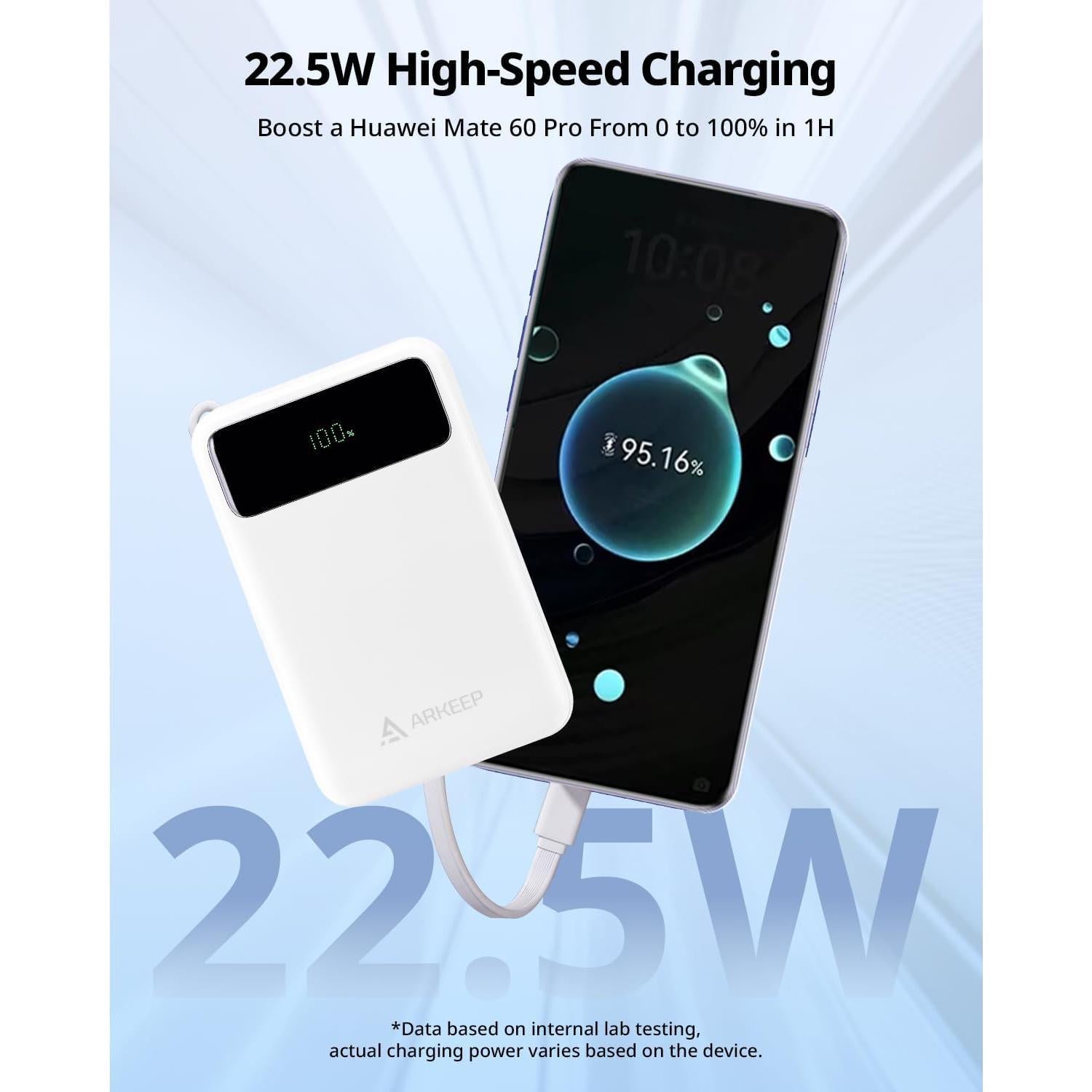 Cargador Portátil Arkeep 20000mAh Carga Rápida 22.5W