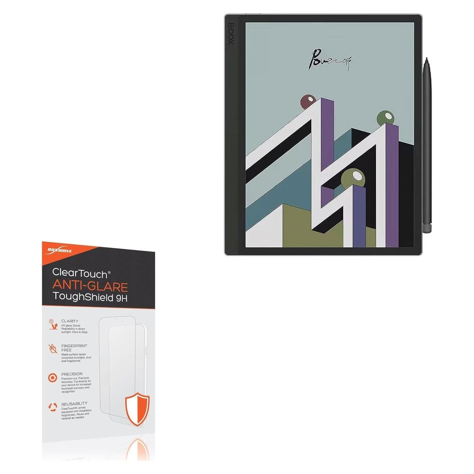 BoxWave Screen Protector Compatible with Onyx BOOX Tab Ultra C - ClearTouch Anti-Glare ToughShield 9H (2-Pack), Anti-Glare 9H Tough Flexible Film Screen Protector