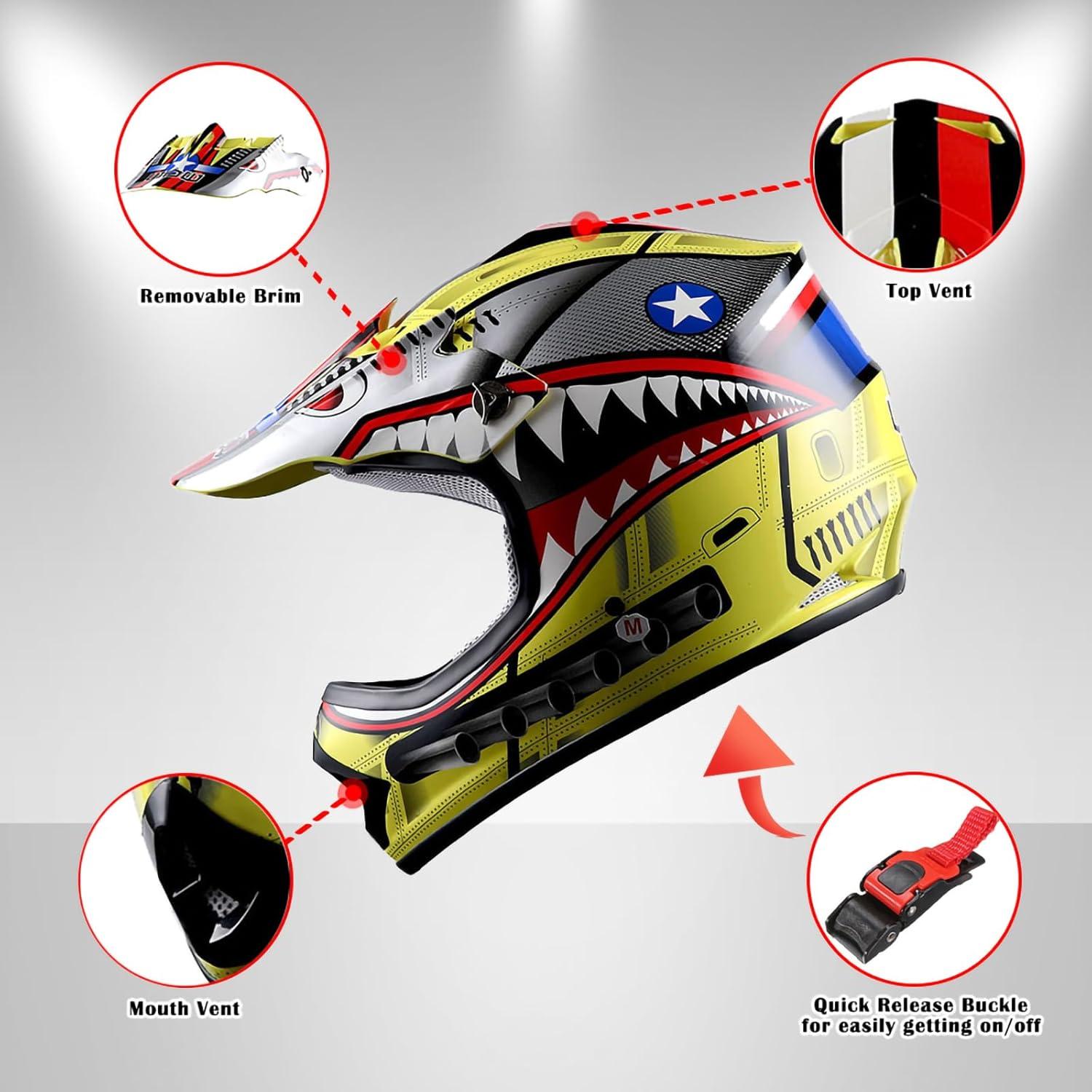 Casco Motocross Power Gear Shark Amarillo Grande