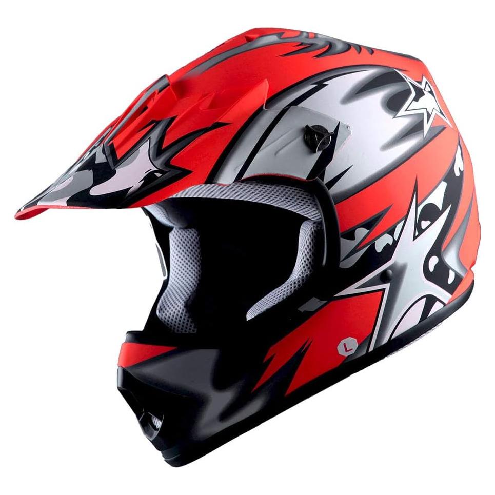 Casco Motocross Power Gear HBOY-K Star Matt Rojo Mediano