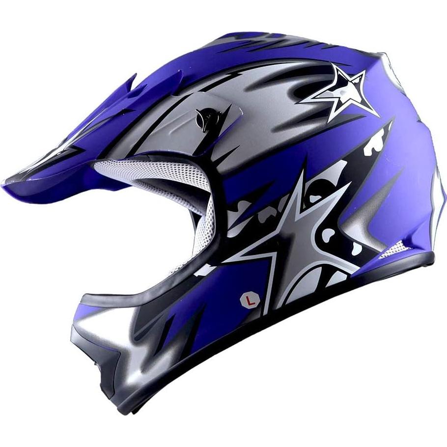 Casco Motocross Power Gear HBOY-K Star Matt Blue Mediano