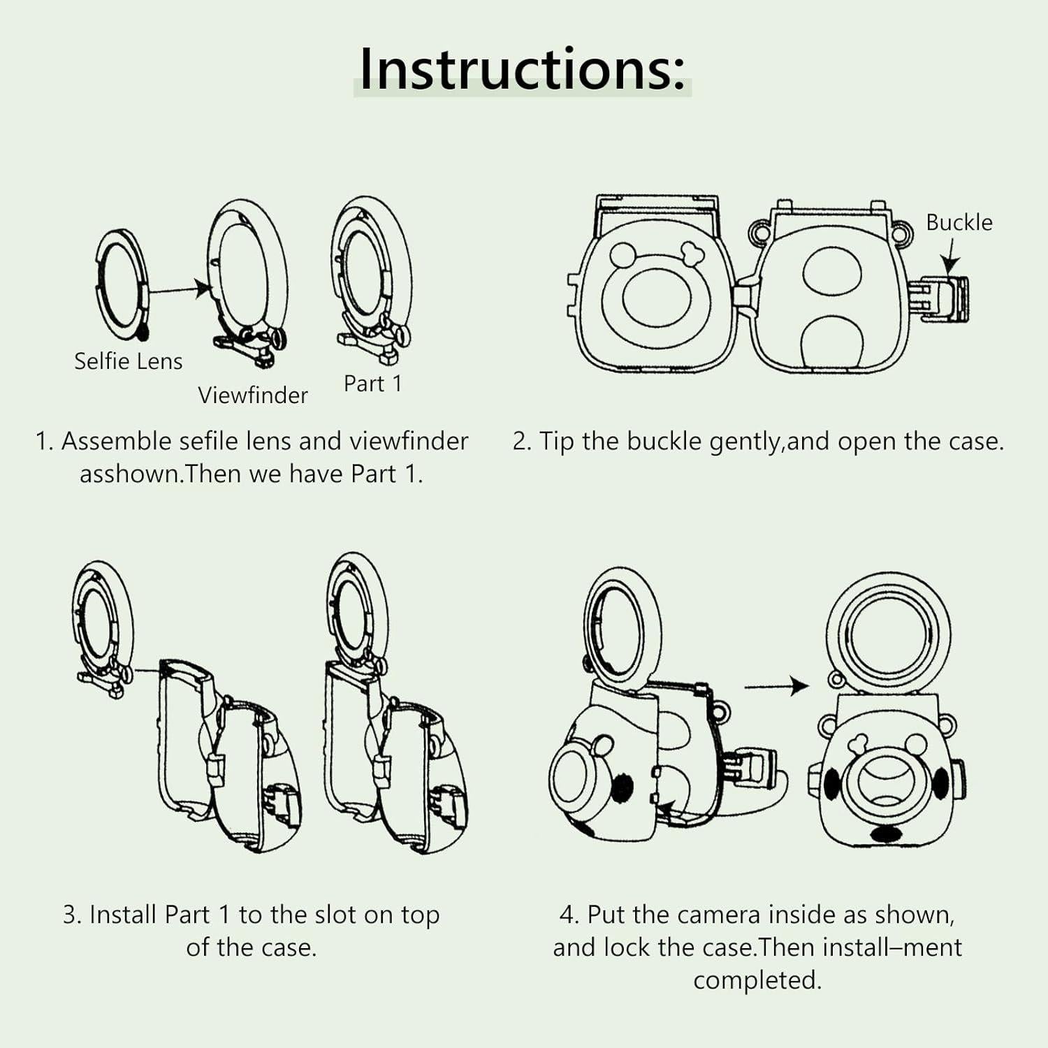 Funda Transparente MUZIRI KINOKOO con Espejo para Cámara Fuji Instax Pal