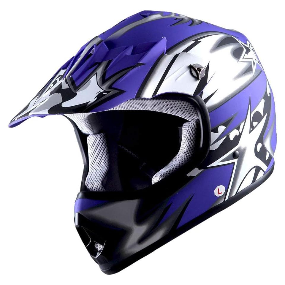 Casco Motocross Power Gear HBOY-K Star Matt Blue L