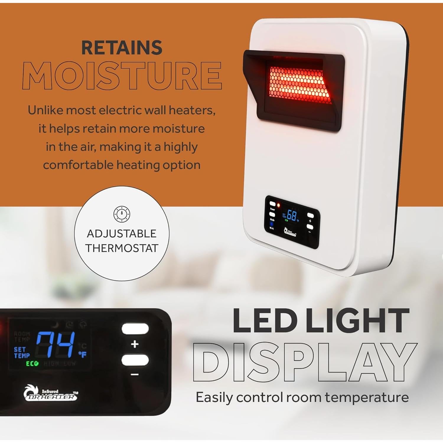 Calentador Eléctrico de Pared Dr. Infrared 1500W con WiFi