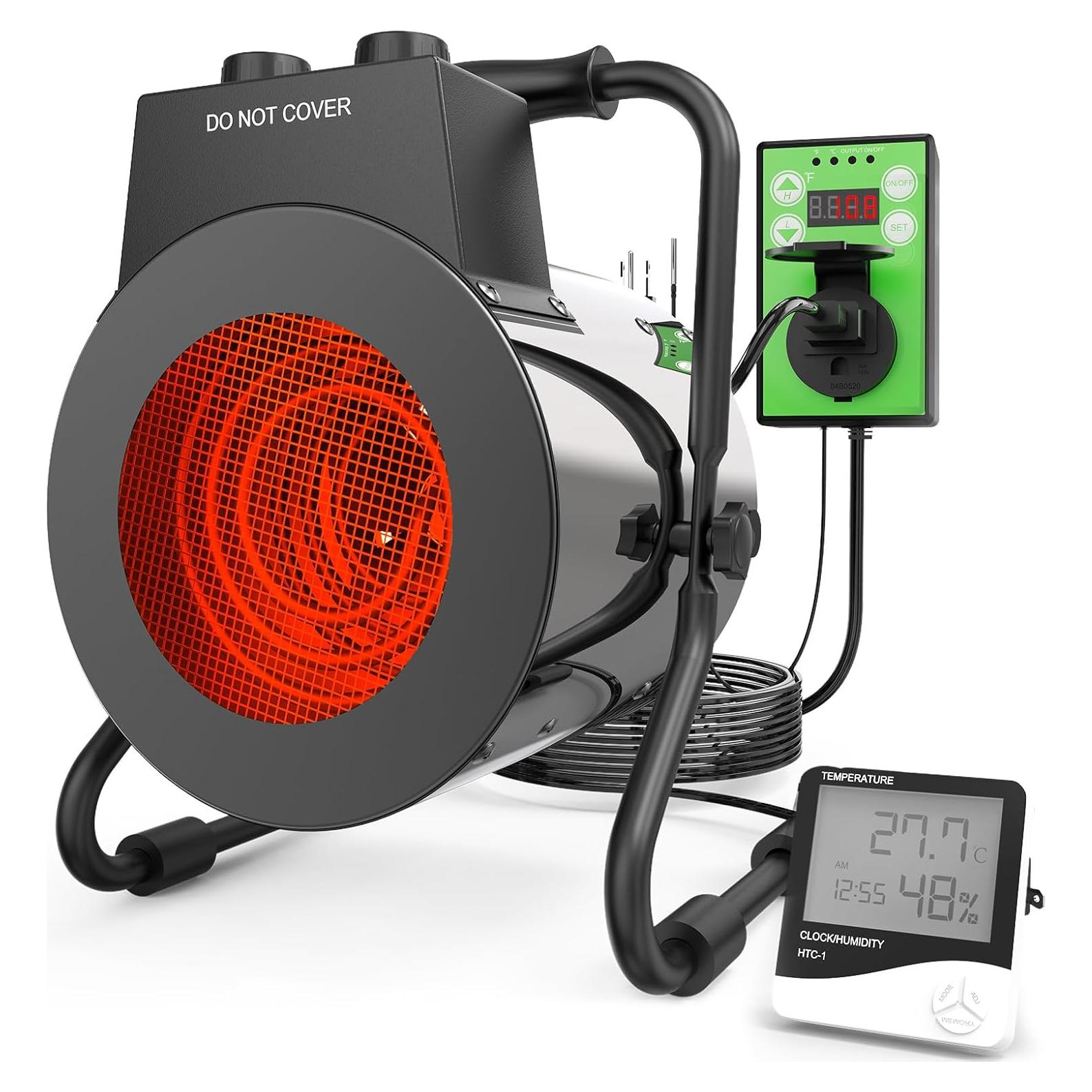 Calentador de Invernadero Buyplus 1500W con Termostato Digital