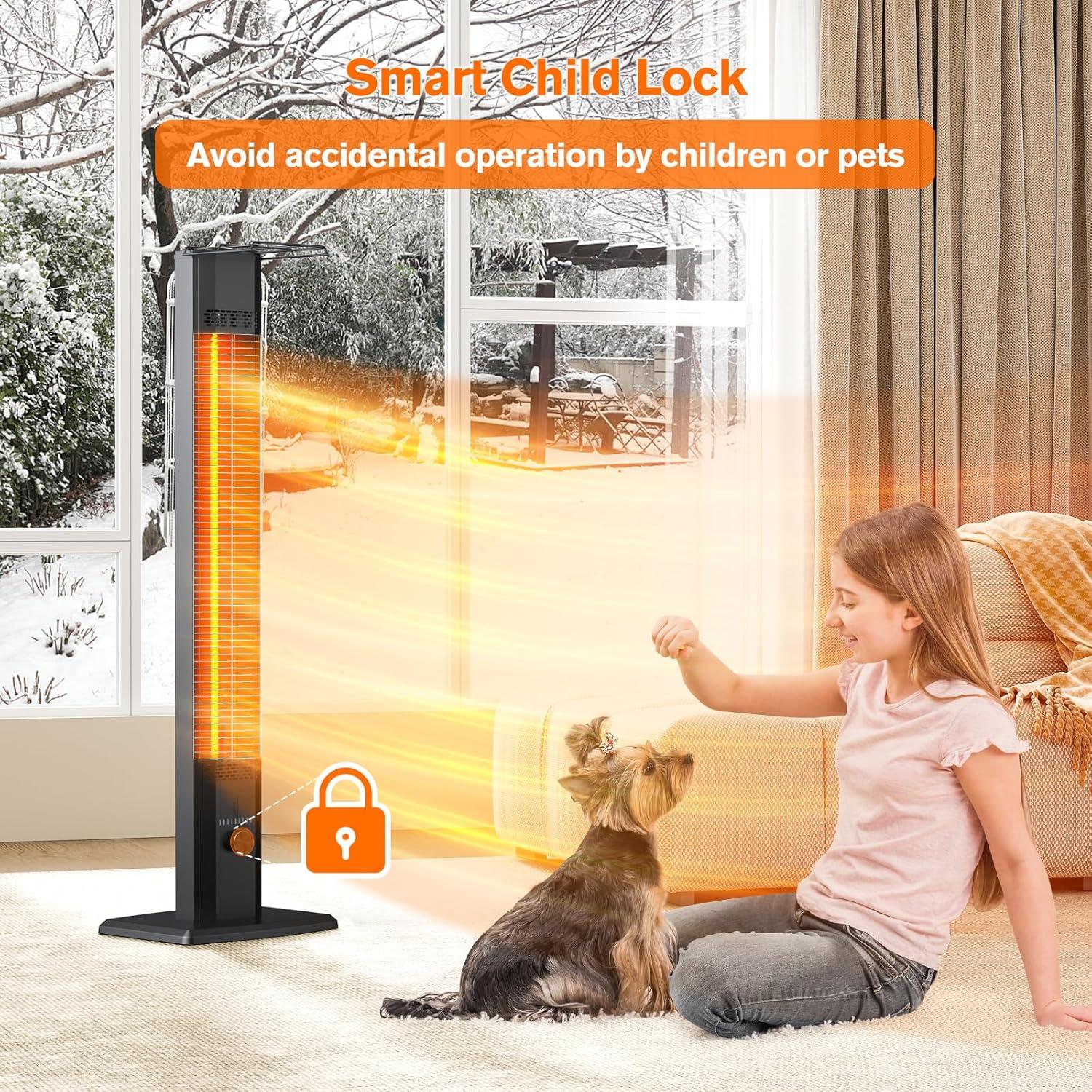 Calentador de Patio Flowbreeze 1200W Infrarrojo Portátil 42in